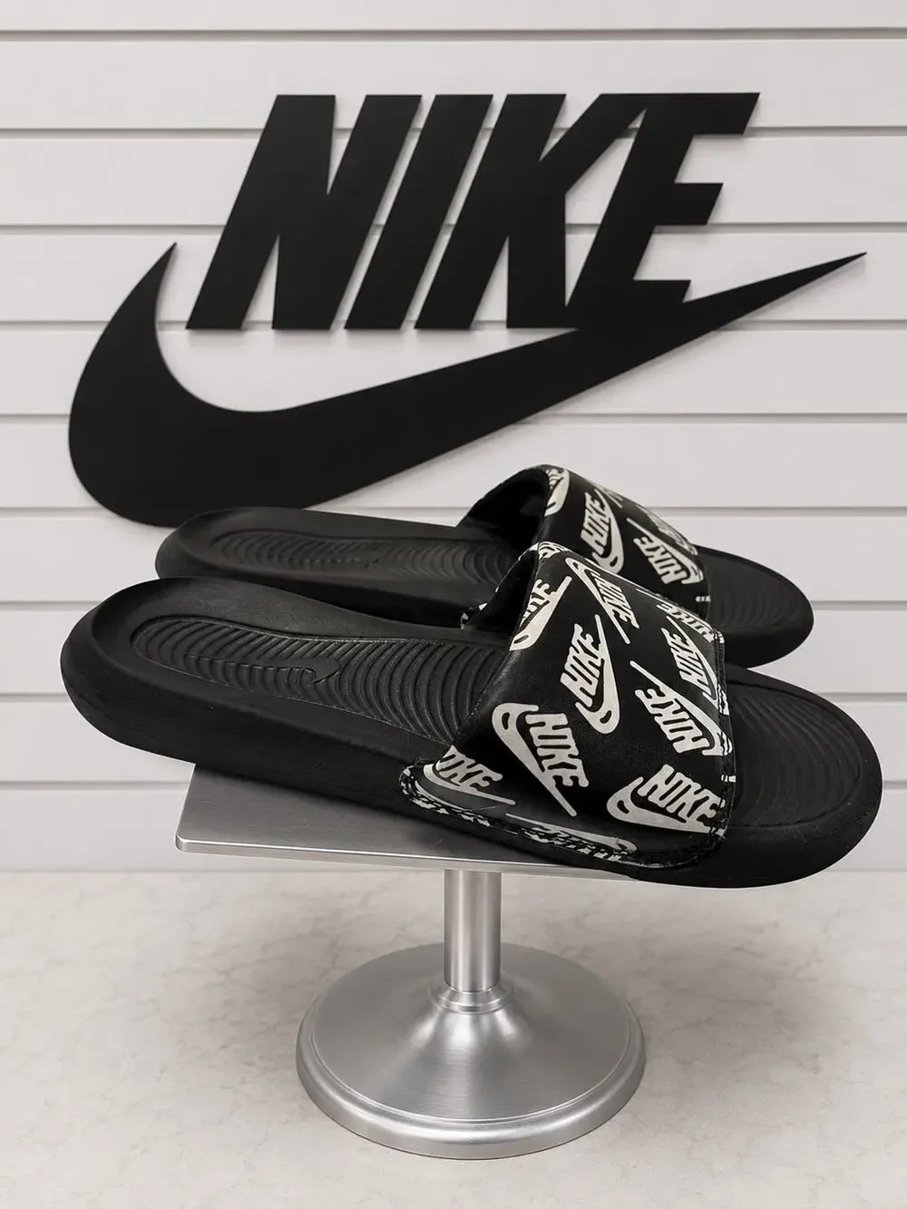 Nike Victori One Print Slides CN9678-008 Black White Men’s Size 8